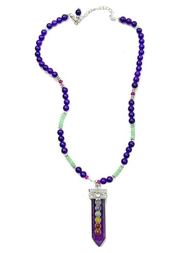 COLLARES MORADOS CON ORIGINAL COLMILLO DE PIEDRA AMATISTA
