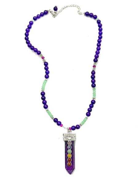 COLLARES MORADOS CON ORIGINAL COLMILLO DE PIEDRA AMATISTA