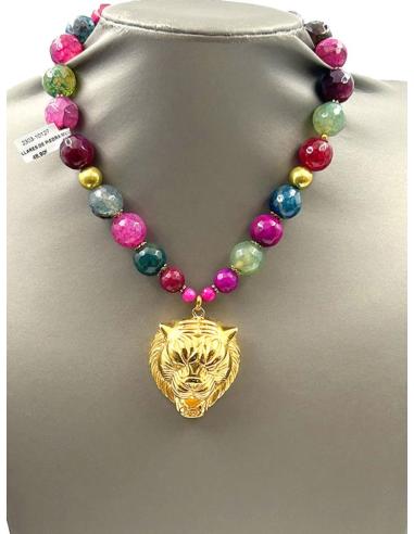 COLLARES DE PIEDRAS NATURALES DE COLORES CON TIGRE DORADO