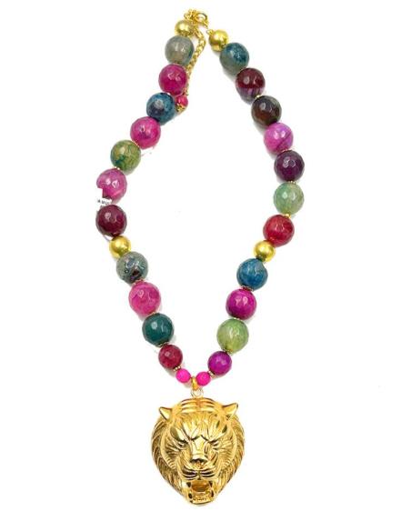 COLLARES DE PIEDRAS NATURALES DE COLORES CON TIGRE DORADO