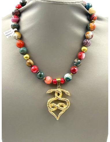 COLLARES DE PIEDRAS NATURALES CON COLGANTE DOBLE SERPIENTE