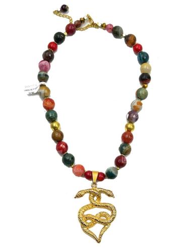 COLLARES DE PIEDRAS NATURALES CON COLGANTE DOBLE SERPIENTE
