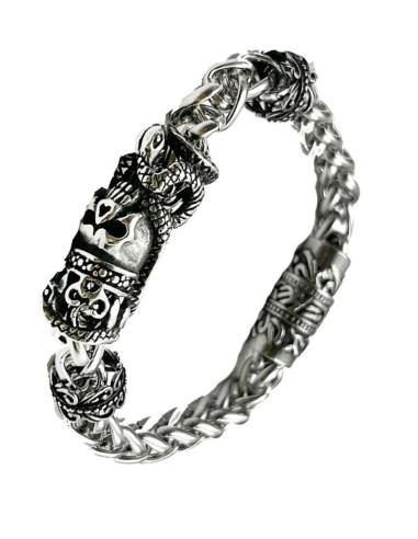 PULSERAS HOMBRE DE CADENA DE ACERO CON CALAVERA Y SERPIENTE