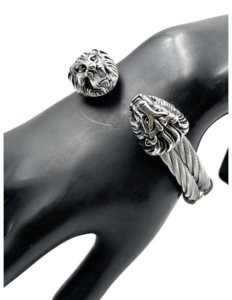ORIGINALES PULSERAS DE HOMBRE EN ACERO CON CABEZAS FELINAS