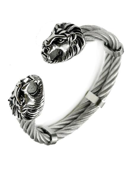 ORIGINALES PULSERAS DE HOMBRE EN ACERO CON CABEZAS FELINAS