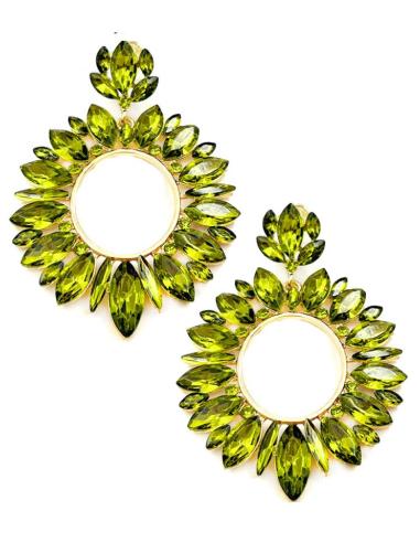 PENDIENTES DE FIESTA VERDES TONO MUSGO PARA LOOK DE NOCHE