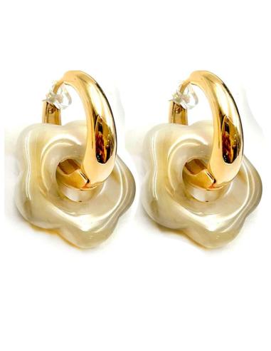 PENDIENTES DE AROS DORADOS DOS EN UNO CON FLOR QUITA Y PON