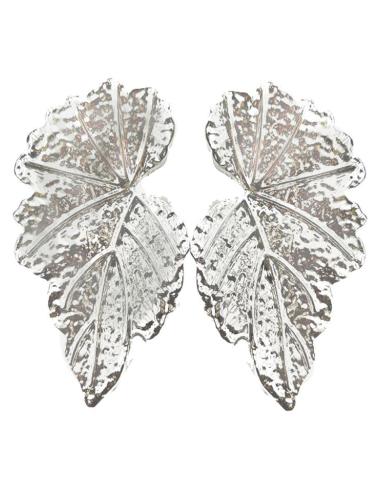 PENDIENTES DE FIESTA CON DISEÑO DE HOJAS PLATEADAS PARA BODAS