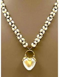 COLLARES BLANCOS CON PERLITAS Y PRECIOSO COLGANTE CORAZON 2