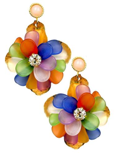 PENDIENTES LARGOS DE FLORES MULTICOLOR TOQUE ROMANTICO EN BODAS