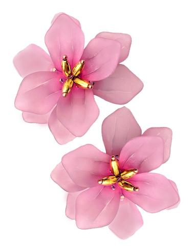 PENDIENTES MORADOS CON FLORES LOOK ROMANTICO Y FEMENINO
