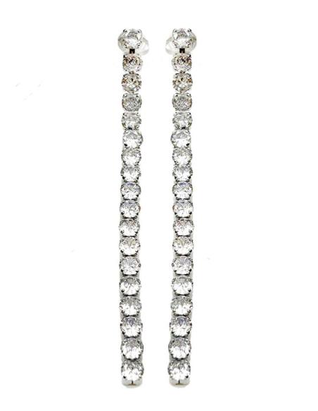 PENDIENTES PLATEADOS DE FIESTA CADENA CRISTAL EXTRA BRILLO