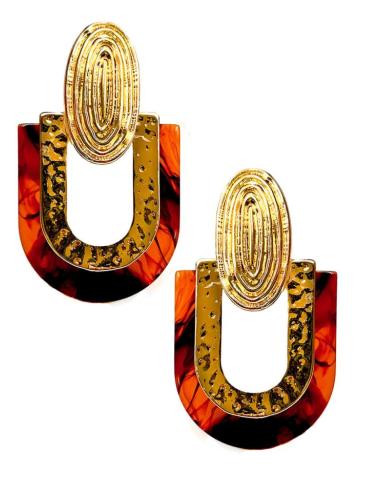 PENDIENTES LARGOS MARRONES IMITACION CAREY DISEÑO ACTUAL