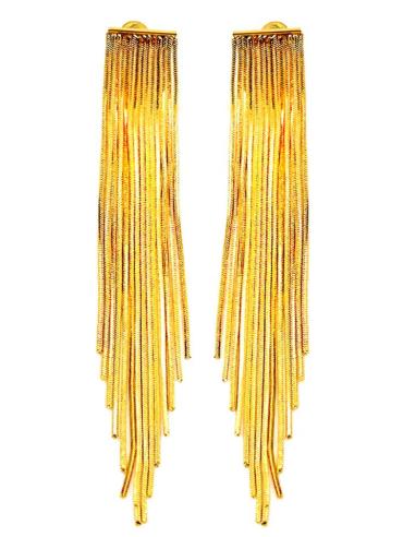 PENDIENTES DORADOS LARGOS DE CADENITAS PARA LOOK DE FIESTA