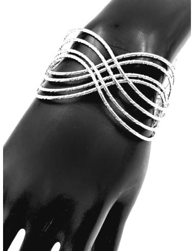 PULSERAS PLATEADAS ANCHAS DE SEMANARIO ENTRELAZADO PARA BODAS