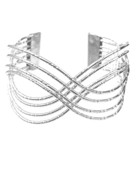 PULSERAS PLATEADAS ANCHAS DE SEMANARIO ENTRELAZADO PARA BODAS