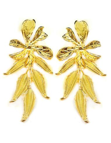 PRECIOSOS PENDIENTES DORADOS LARGOS DE FIESTA PARA MUJER