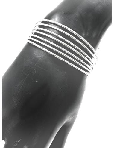 PULSERAS PLATEADAS ELEGANTES PARA BODAS VARIAS HILERAS JUNTAS