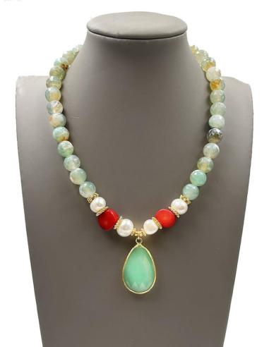 BONITOS COLLARES VERDES DE PIEDRAS SEMIPRECIOSAS Y PERLAS