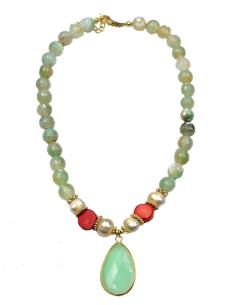 BONITOS COLLARES VERDES DE PIEDRAS SEMIPRECIOSAS Y PERLAS 2
