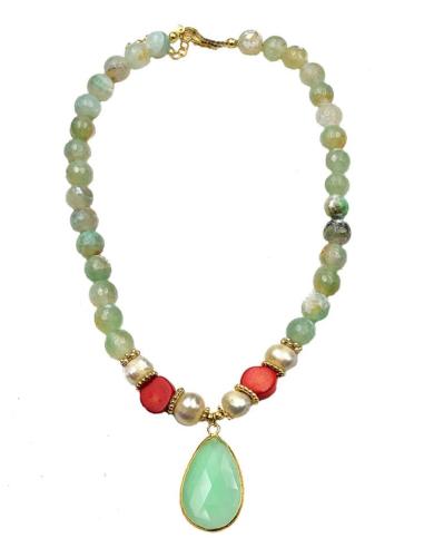 BONITOS COLLARES VERDES DE PIEDRAS SEMIPRECIOSAS Y PERLAS