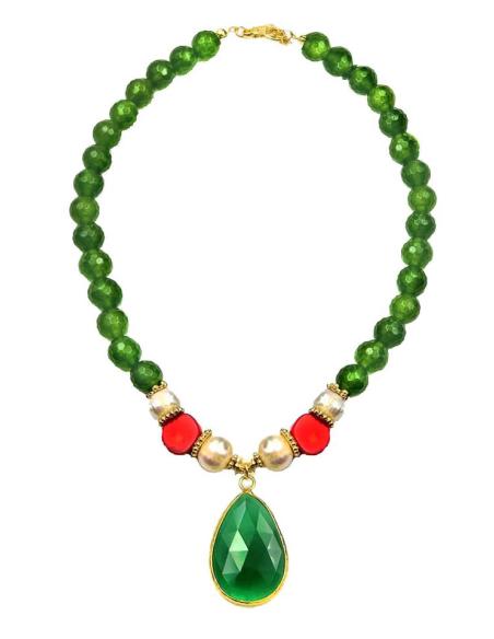 BONITOS COLLARES VERDE JADE DE PIEDRAS SEMIPRECIOSAS Y PERLAS