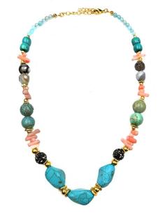 BONITOS COLLARES ORIGINALES DE PIEDRAS TURQUESAS Y CORAL 2