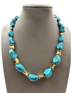 COLLARES AZUL TURQUESA CON ORIGINAL DISEÑO IRREGULAR EN PIEDRA