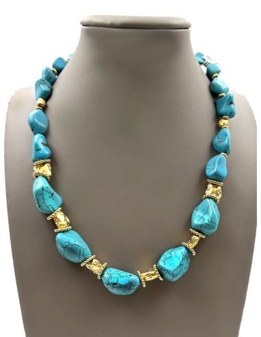 COLLARES AZUL TURQUESA CON ORIGINAL DISEÑO IRREGULAR EN PIEDRA