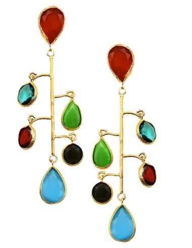 PENDIENTES LARGOS CON PEDRERIA DE COLORES PARA BODAS