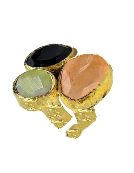 ANILLOS DORADOS DE PIEDRAS DE COLORES VISTOSOS