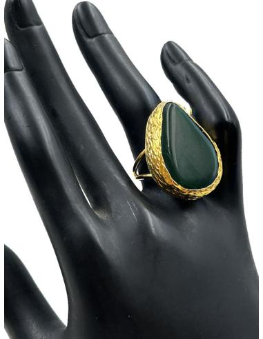 ANILLOS DORADOS DE MUJER CON PIEDRA NATURAL DE COLOR VERDE
