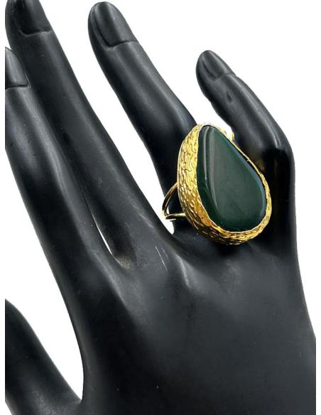ANILLOS DORADOS DE MUJER CON PIEDRA NATURAL DE COLOR VERDE