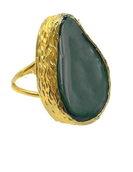 ANILLOS DORADOS DE MUJER CON PIEDRA NATURAL DE COLOR VERDE