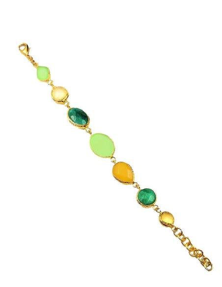 PULSERAS VERDES Y AMARILLAS DE MUJER CON PIEDRAS NATURALES