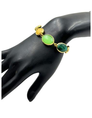 PULSERAS VERDES Y AMARILLAS DE MUJER CON PIEDRAS NATURALES