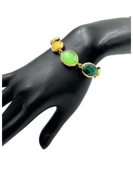 PULSERAS VERDES Y AMARILLAS DE MUJER CON PIEDRAS NATURALES