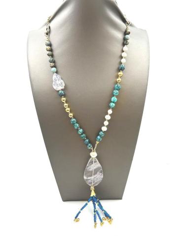 COLLARES JADE VERDE CON BONITA CASCADA Y GRAN PIEDRA DE CUARZO