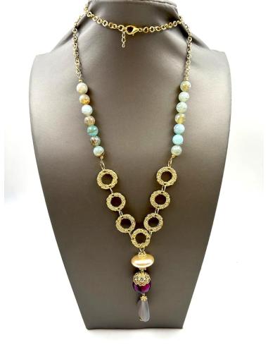 COLLARES DORADOS DE MUJER CON PIEDRAS SEMIPRECIOSAS LARGOS