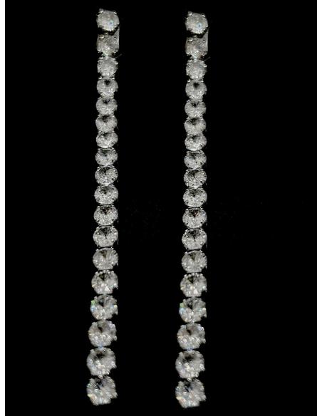 PENDIENTES PLATEADOS DE FIESTA CADENA CRISTAL EXTRA BRILLO