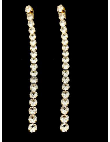 PENDIENTES DORADOS DE FIESTA CADENA CRISTAL EXTRA BRILLO