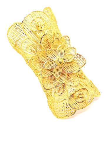 EXQUISITO BRAZALETE ANCHO DORADO EL MEJOR LOOK CHIC DE BODA