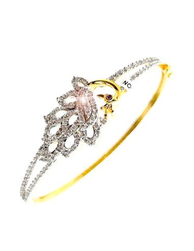 PULSERAS DORADAS ELEGANTES CON PAVO REAL DE CIRCONITAS