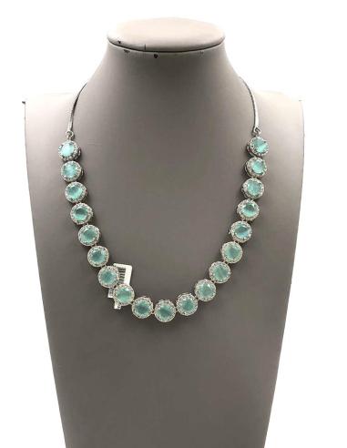 COLLARES ELEGANTES VERDE AGUA CON DESTELLOS DE CIRCONITAS