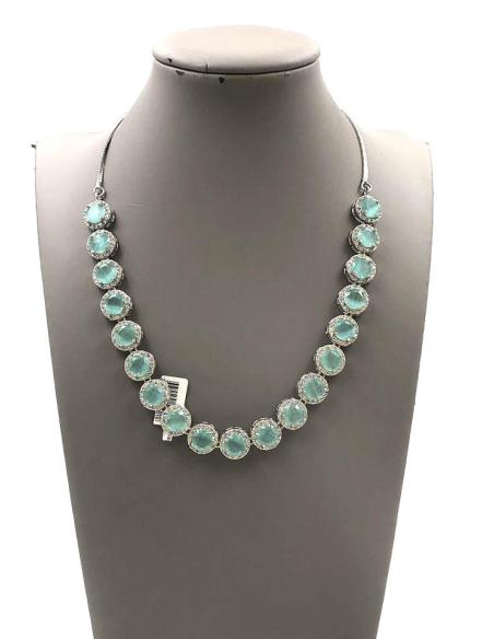 COLLARES ELEGANTES VERDE AGUA CON DESTELLOS DE CIRCONITAS