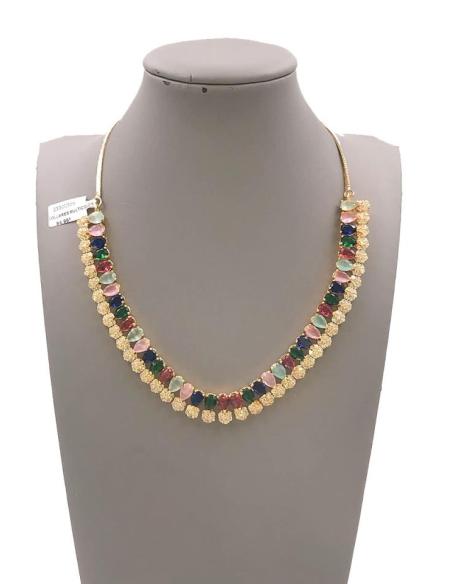COLLARES DE PEDRERIA MULTICOLOR CON FLORECITAS DE CIRCONITAS