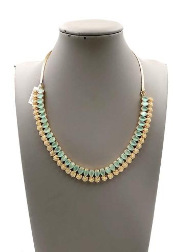 COLLARES DE PEDRERIA VERDE AGUA CON FLORECITAS DE CIRCONITAS
