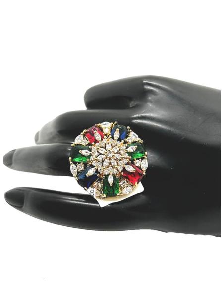ANILLOS GRANDES MUY ELEGANTES DE BODA ROSETON MULTICOLOR