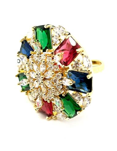 ANILLOS GRANDES MUY ELEGANTES DE BODA ROSETON MULTICOLOR