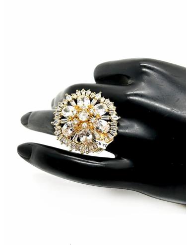 SORTIJAS ELEGANTES PARA BODAS ANILLO DE ROSETON CON CIRCON